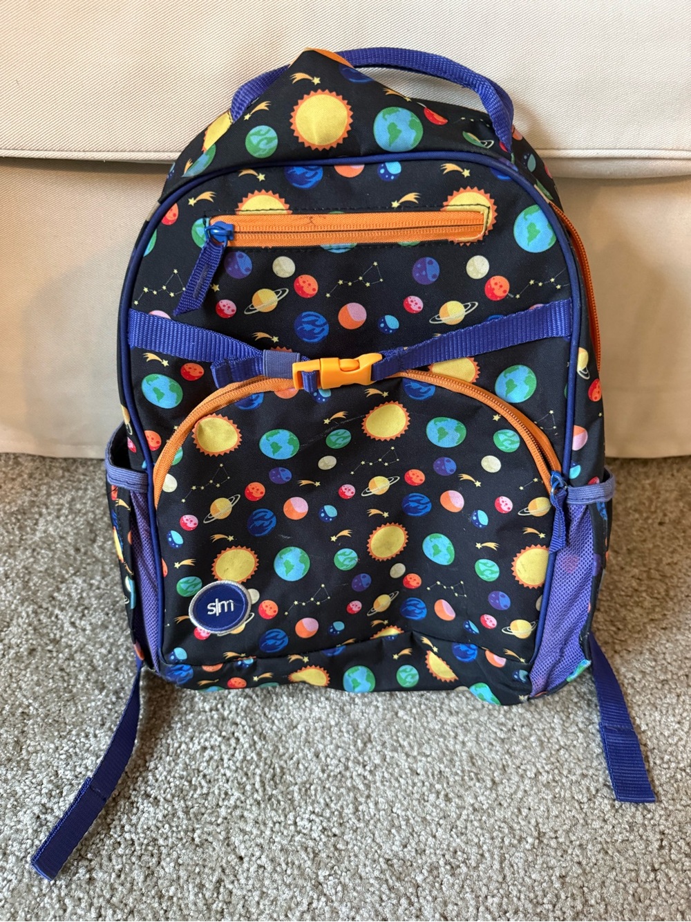 Simple Modern Kids Space Print Backpack - Navy with Orange & Purple